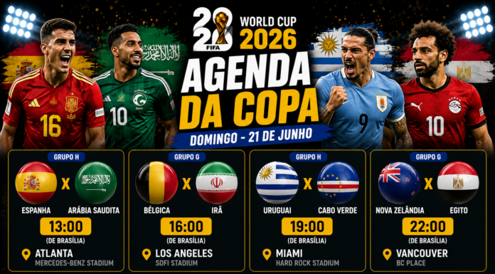 Espanha e Uruguai buscam primeira vitória; veja a agenda completa da Copa do Mundo neste domingo Espanha e Uruguai buscam primeira vitória; veja a agenda completa da Copa do Mundo neste domingo