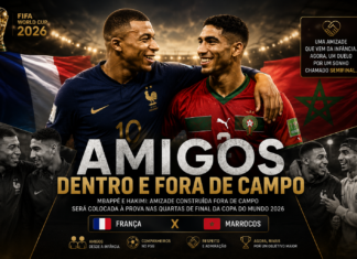 Mbappé e Hakimi: amizade construída fora de campo será colocada à prova nas quartas de final da Copa do Mundo 2026 Kylian Mbappé e Achraf Hakimi antes do confronto entre França e Marrocos pelas quartas de final da Copa do Mundo de 2026.