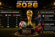 França x Marrocos? O que os números mostram antes das quartas de final da Copa do Mundo 2026 Comparativo entre França e Marrocos antes das quartas de final da Copa do Mundo de 2026, destacando desempenho ofensivo, defensivo e campanhas das seleções.