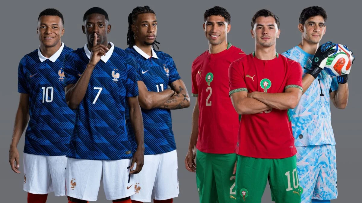 Comparativo entre França e Marrocos antes das quartas de final da Copa do Mundo de 2026, destacando desempenho ofensivo, defensivo e campanhas das seleções.