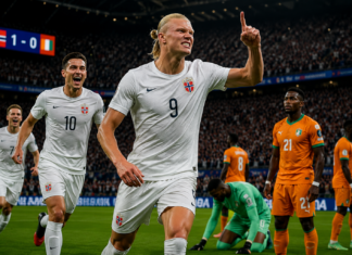 Haaland decide no fim, Noruega vence a Costa do Marfim e será a adversária do Brasil nas oitavas da Copa do Mundo 2026 Erling Haaland comemora o gol da vitória da Noruega sobre a Costa do Marfim na Copa do Mundo de 2026.
