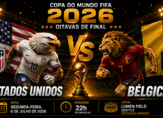 Estados Unidos x Bélgica: onde assistir, horário, prováveis escalações e tudo sobre o jogo das oitavas da Copa do Mundo 2026 Estados Unidos e Bélgica se enfrentam no Lumen Field pelas oitavas de final da Copa do Mundo de 2026, valendo a última vaga nas quartas de final.