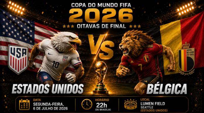 Estados Unidos x Bélgica: onde assistir, horário, prováveis escalações e tudo sobre o jogo das oitavas da Copa do Mundo 2026 Estados Unidos e Bélgica se enfrentam no Lumen Field pelas oitavas de final da Copa do Mundo de 2026, valendo a última vaga nas quartas de final.
