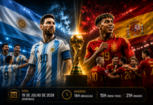 Espanha x Argentina: análise tática mostra onde a final da Copa do Mundo de 2026 pode ser decidida Jogadores de Espanha e Argentina perfilados antes da final da Copa do Mundo FIFA 2026 no MetLife Stadium.
