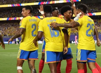 Colômbia vence Gana, confirma favoritismo e enfrenta a Suíça nas oitavas da Copa do Mundo 2026 Luis Díaz comemora o gol da vitória da Colômbia sobre Gana, que garantiu a classificação às oitavas de final da Copa do Mundo de 2026.