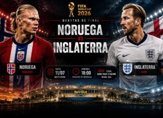 Noruega x Inglaterra: onde assistir, horário, prováveis escalações e tudo sobre o duelo das quartas de final da Copa do Mundo 2026 Jogadores de Noruega e Inglaterra em destaque antes do confronto válido pelas quartas de final da Copa do Mundo de 2026.