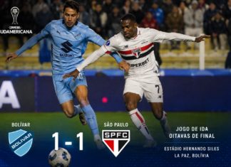 São Paulo empata com o Bolívar na altitude e decide vaga no MorumBIS Arboleda comemora gol do São Paulo no empate com o Bolívar pela Copa Sul-Americana 2026.