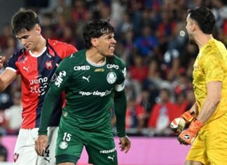 Gustavo Gómez decide, Palmeiras elimina Cerro Porteño e avança às quartas da Libertadores Gustavo Gómez comemora gol na classificação do Palmeiras na Libertadores 2026