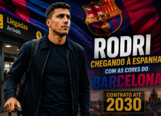 Rodri chega a Barcelona para assinar contrato de quatro anos Rodri chega a Barcelona para assinar contrato de quatro temporadas