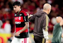 Pulgar e Evertton Araújo deixam jogo com dores e aumentam alerta do Flamengo antes do Remo